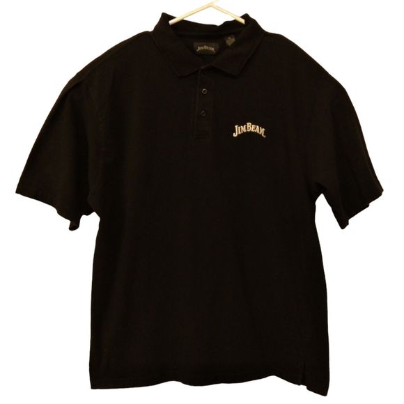 Jim Beam Whiskey polo shirt mens XL Xlarge black short sleeve cotton embroidered - Picture 1 of 9